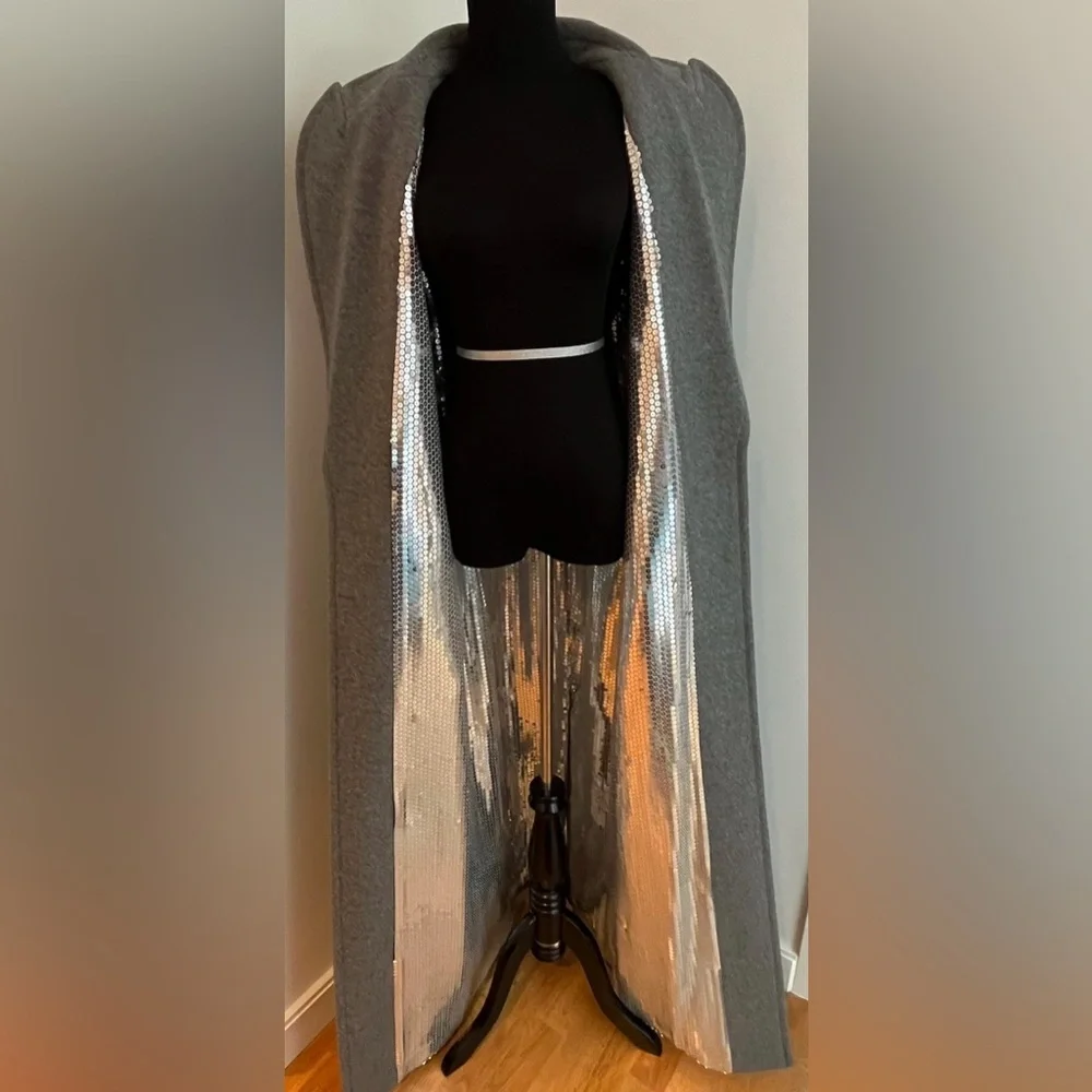 MICHAEL KORS COLLECTION Melton Paillette-Lined Maxi Coat - Picture 4 of 13